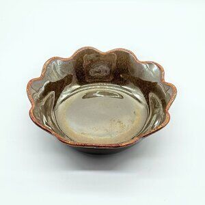 Chaleur Brown Two-Tone Drip Glaze Fluted Ceramic Bowl
